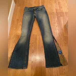 Y2K Allen B. By Allen Schwartz Flare Jeans with Embroidery
